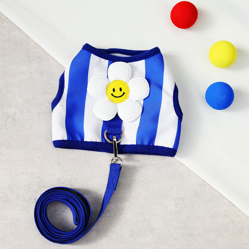 나마스펫 스마일 플라워 강아지 하네스 리드줄 세트 가슴줄 애견 반려견 소형견 중형견