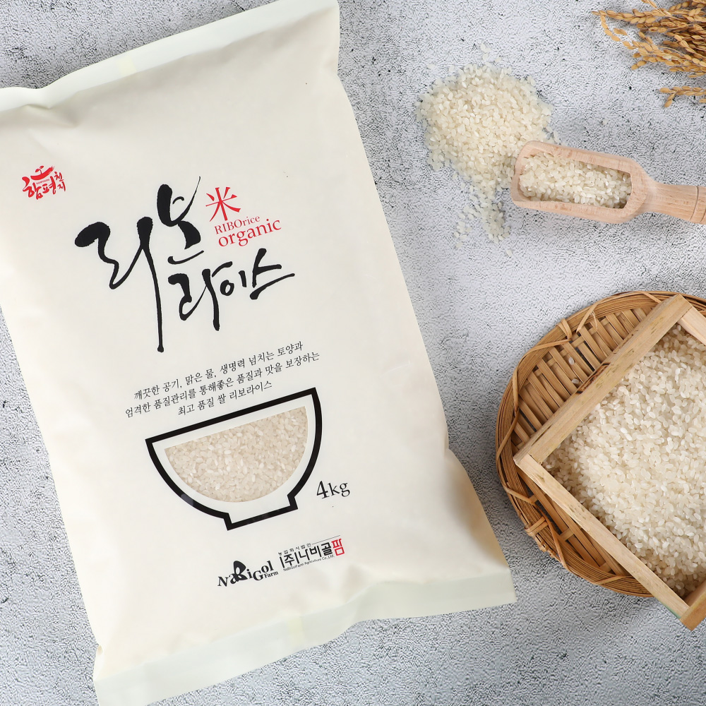 [나비골팜] 2025년 햅쌀 유기농 백미쌀 4kg 리보라이스 - 상품 이미지