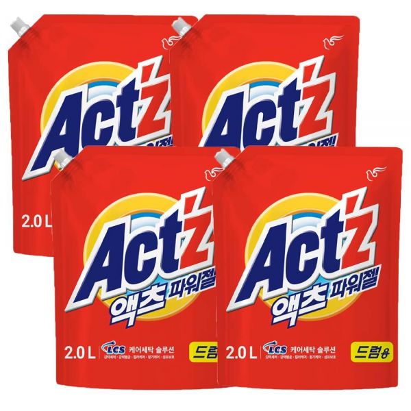 파워젤 액체세제 드럼 2L 4개 액츠 : 리에이유통