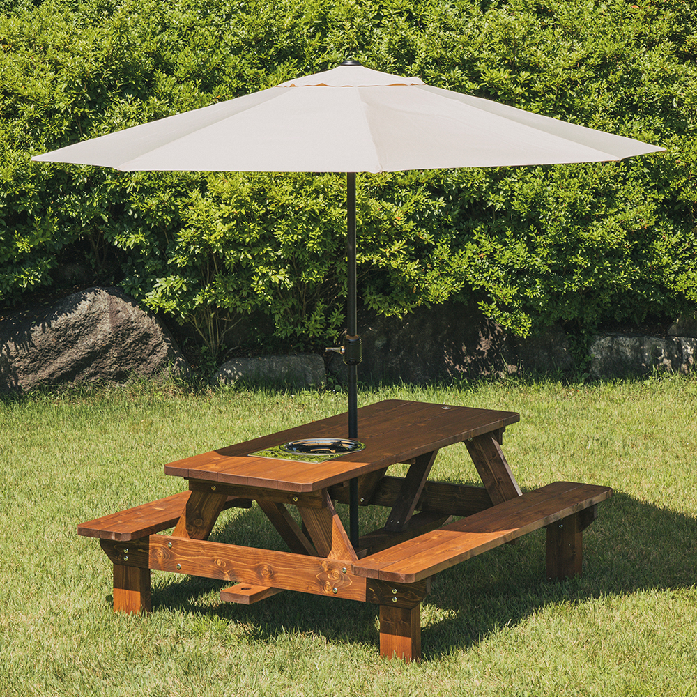 [100% 통원목] 야외테이블세트 정원카페 야외용 편의점테라스 테이블 자유형4인월넛