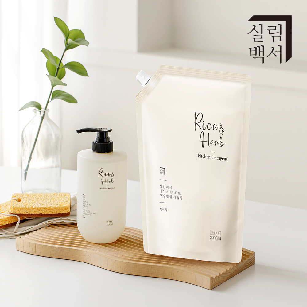 살림백서 라이스 앤 허브 주방세제 리필 석류향 2L, 3개