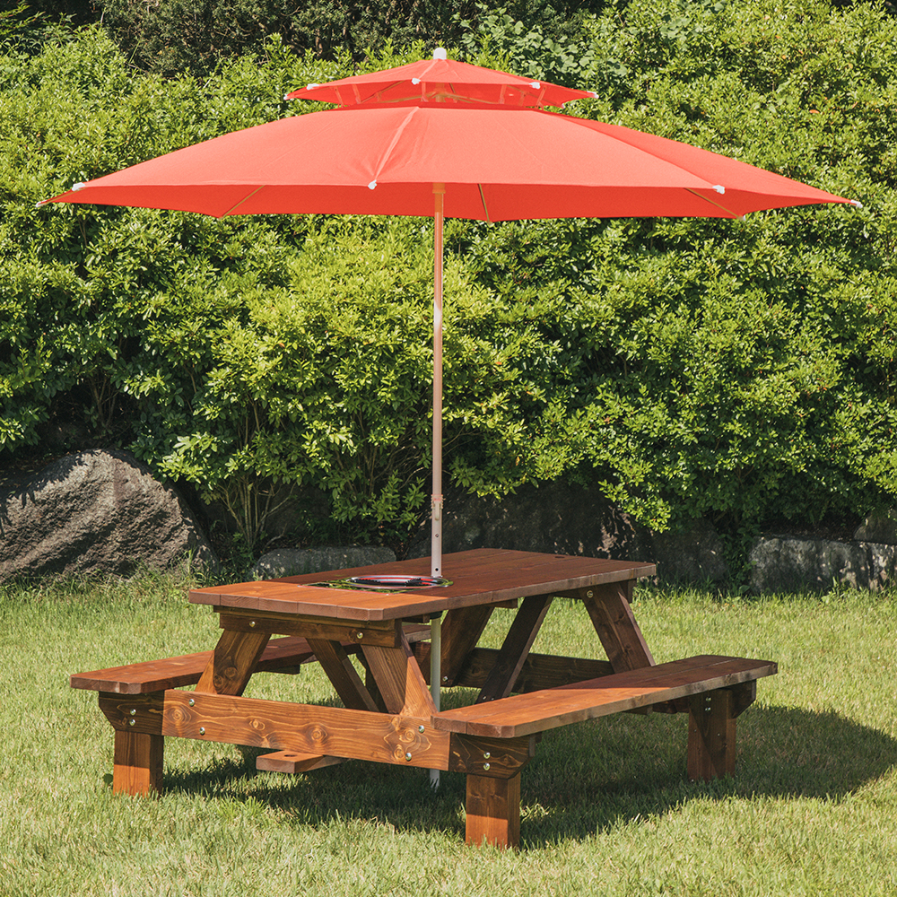 [100% 통원목] 야외테이블세트 정원카페 야외용 편의점테라스 테이블 자유형4인월넛