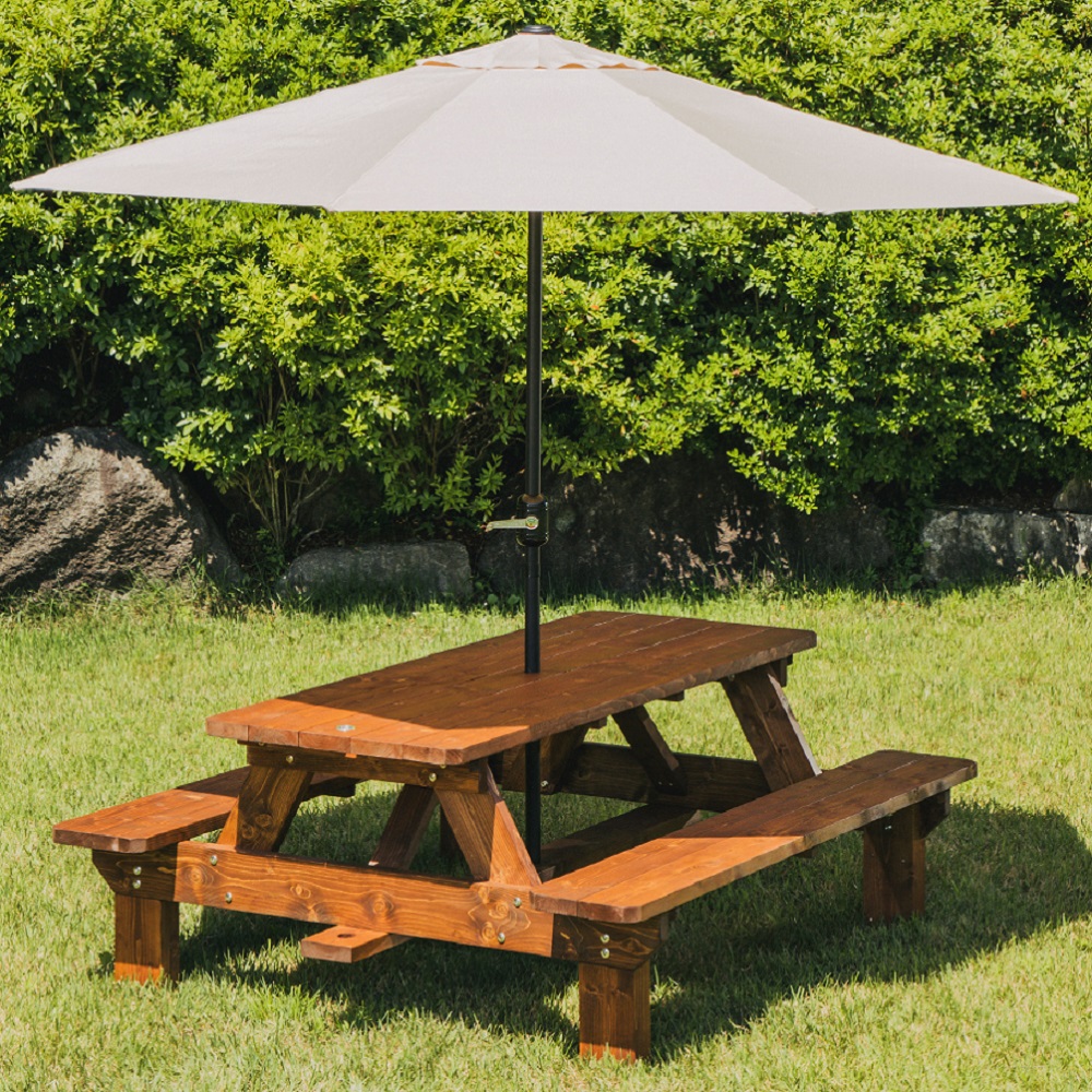 [100% 통원목] 야외테이블세트 정원카페 야외용 편의점테라스 테이블 자유형4인월넛