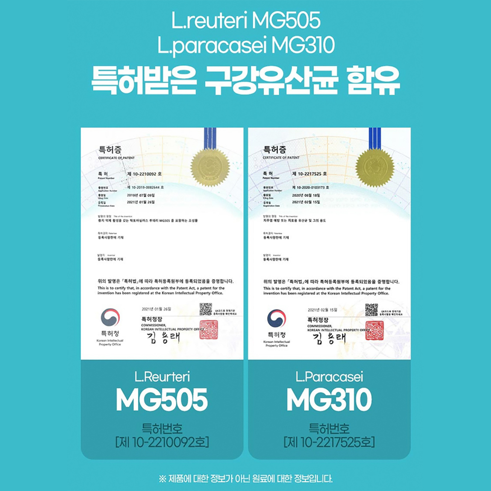 구강유산균 30정 1개월분 자일리톨 씹어먹는 츄어블 애플민트향 특수용기 - 상세 이미지 2