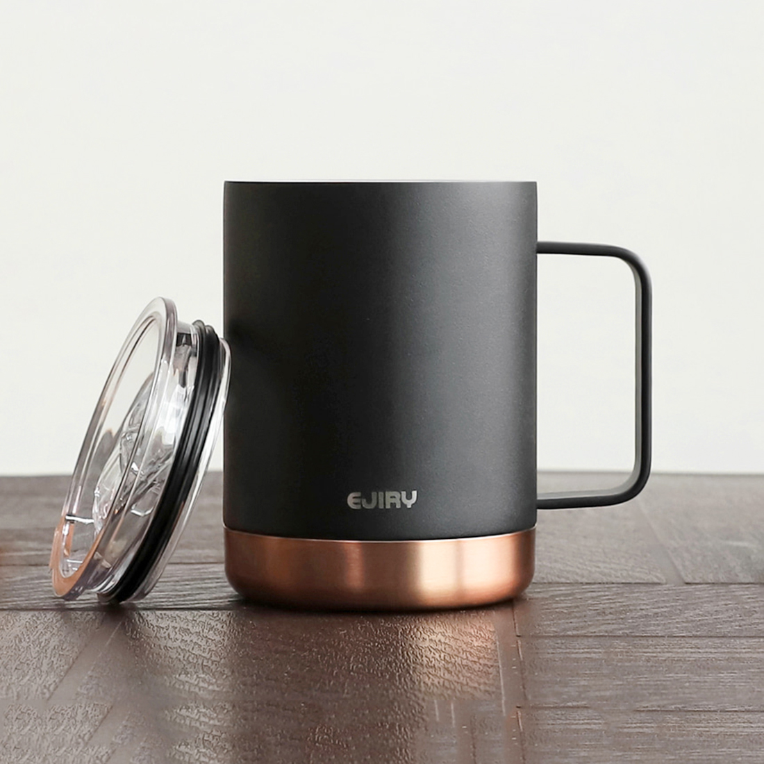 뚜껑있는 스텐머그컵 텀블러 홈카페 캠핑 얼음 보냉 손잡이 머그컵 360ml - 메인 이미지