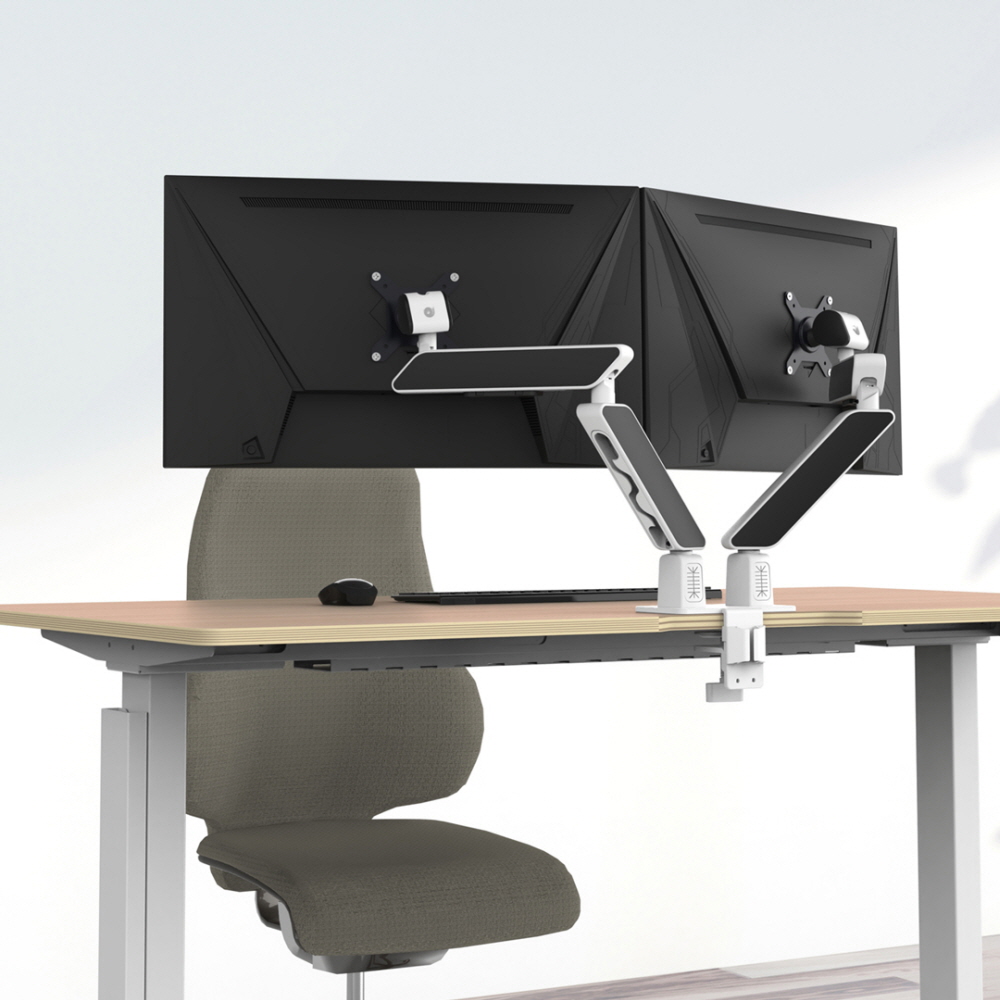 GDA3D 블랙&화이트 투톤 컬러 디자인 듀얼 모니터암