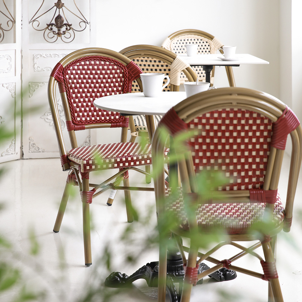 비스트로 프렌치 카페 식당 레스토랑 야외 야외용 테이블 의자 세트 원형60 A베이지