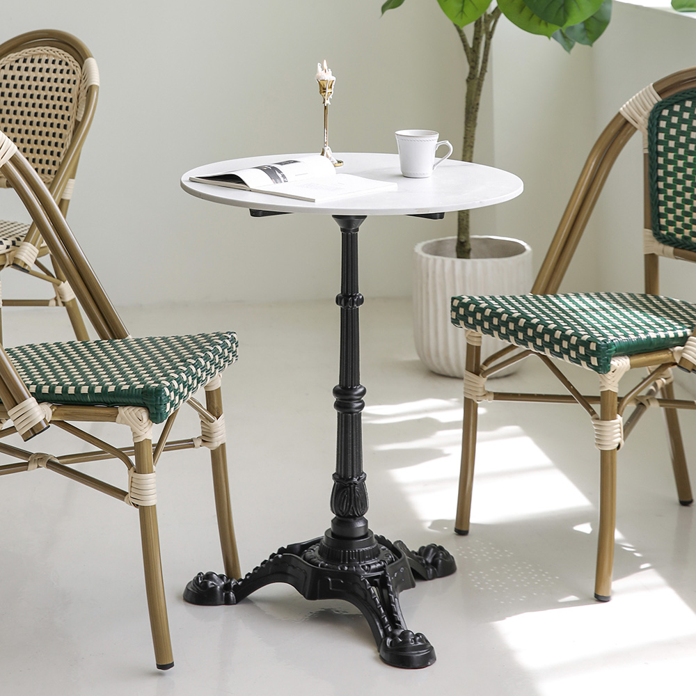 비스트로 프렌치 카페 식당 레스토랑 야외 야외용 테이블 의자 세트 원형60 A베이지