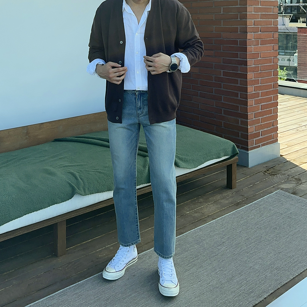 남자청바지 남자와이드팬츠 테이퍼드핏 레귤러 청바지 이미지 2