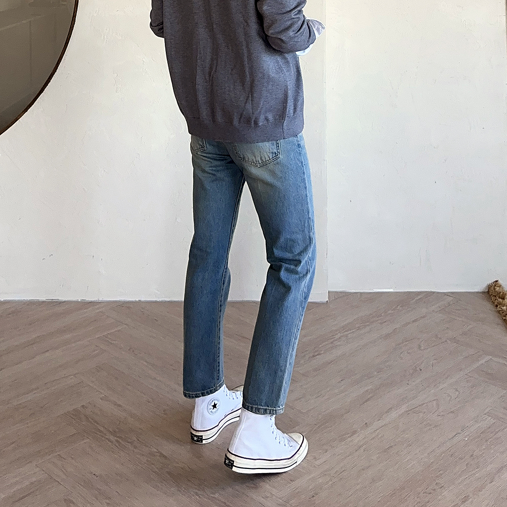 남자청바지 남자와이드팬츠 테이퍼드핏 레귤러 청바지 이미지 3