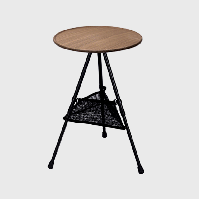 KOOLMAN(쿨맨) 원형 사이드 경량 캠핑테이블 우드무늬 메쉬망포함