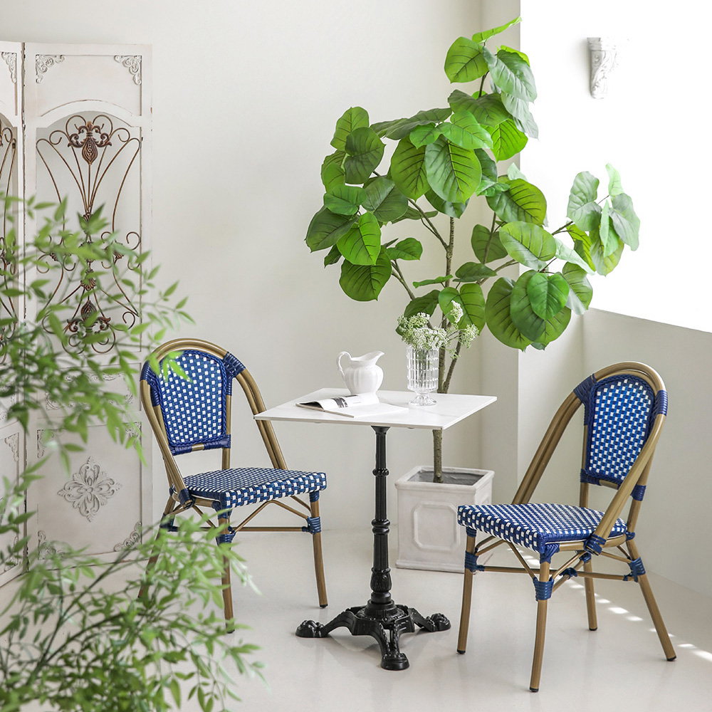 마블 프렌치 카페 야외 야외용 테이블 세트 대리석 식탁 원형60