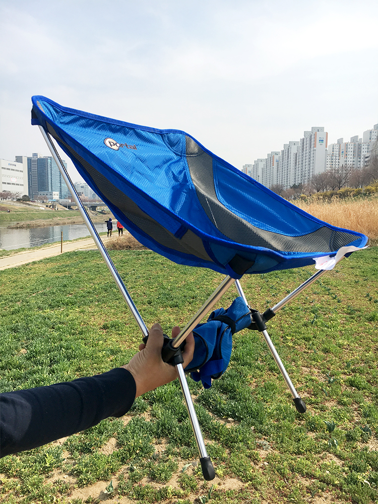 캠프365 미니멀 초경량 캠핑 체어 블루 베이지 그레이 감성 캠핑 의자 낚시 등산 의자 - 상세 이미지 3