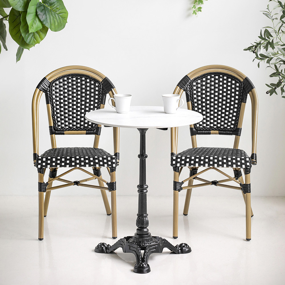 비스트로 프렌치 카페 식당 레스토랑 야외 야외용 테이블 의자 세트 원형60 A베이지