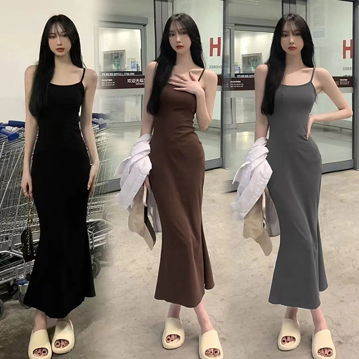 끈나시원피스 슬립 여름 맥시 휴양지 뷔스티에 롱원피스 제품 이미지