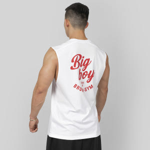 브렁크 헬스나시 BIG BOY 슬리브리스 탱크 화이트 짐웨어 운동복 착용 후기 | 사이즈/핏 총정리 - 상품 이미지 4