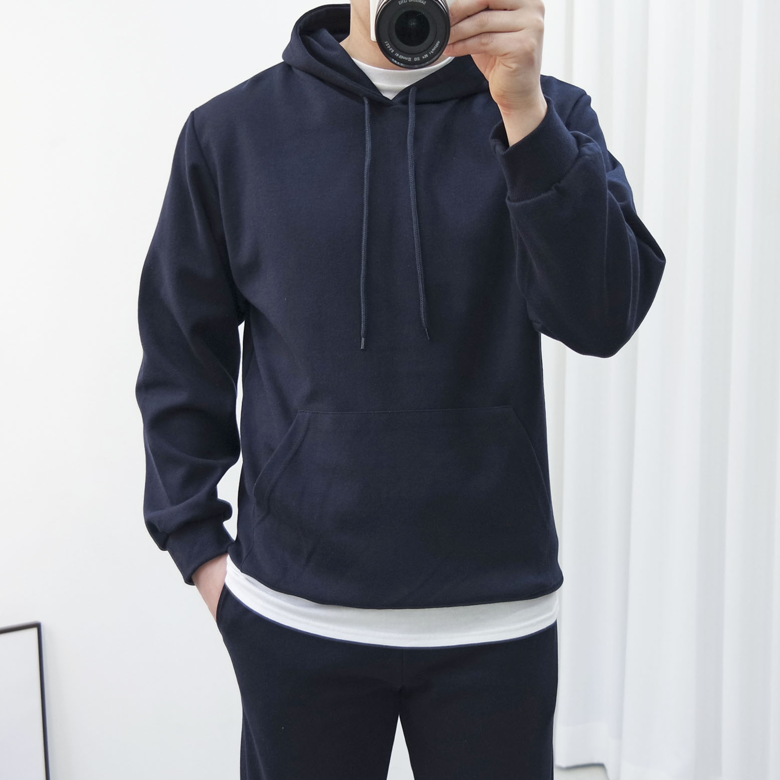 남자 무지 후드티셔츠 봄/가을/겨울(기모) 이미지 3