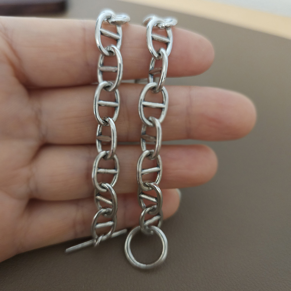 8.5mm 실버 925 레이어드 패션 데일리 여자 남성 커플 선물 은 팔찌 - 상세 이미지 3