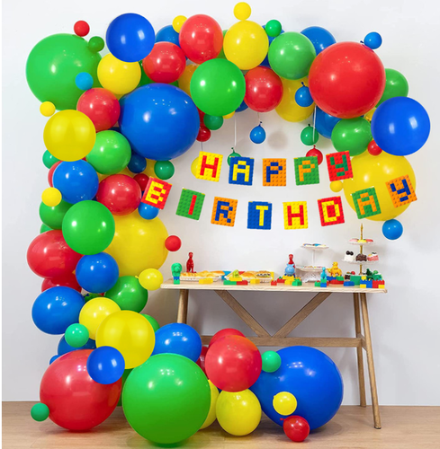 [미소쌤] 블록 파티팩 파티 생일 데코 가랜드 풍선 배경 행사 환경구성 환경판