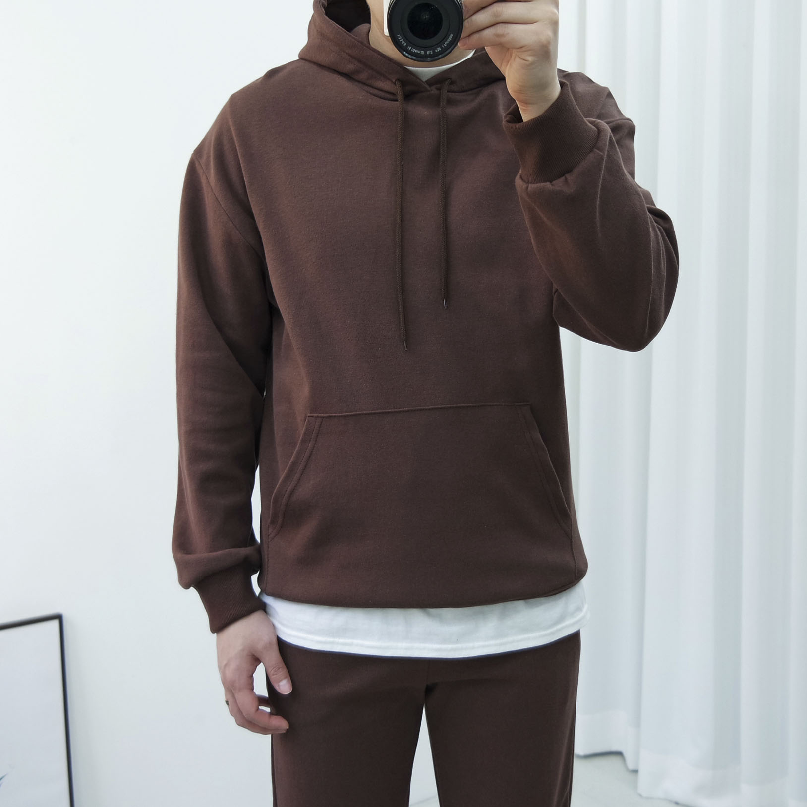 남자 무지 후드티셔츠 봄/가을/겨울(기모) 이미지 4