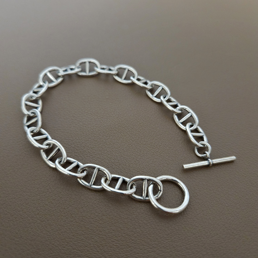 8.5mm 실버 925 레이어드 패션 데일리 여자 남성 커플 선물 은 팔찌 - 메인 이미지