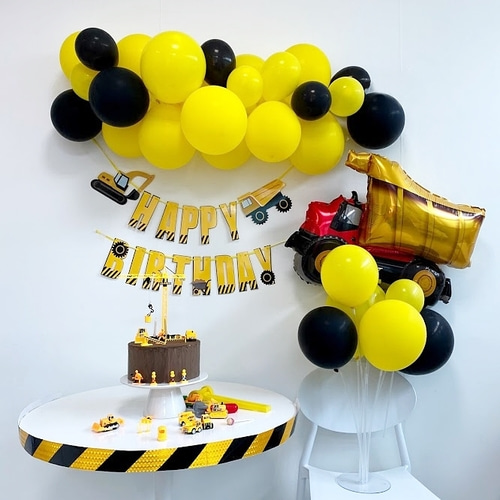 [미소쌤] 중장비 생일 파티팩 환경구성 환경판 데코 가랜드 풍선 배경 행사