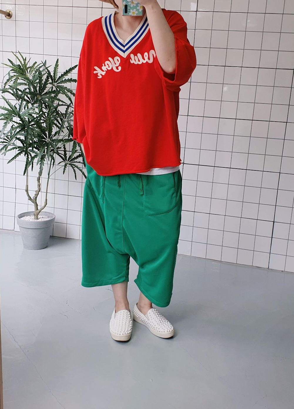 하램핏 레그 와이드 9부 배기바지 이미지 2