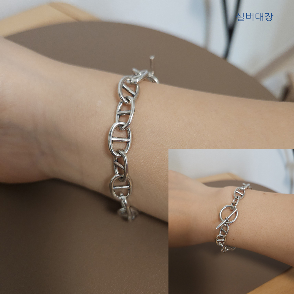 8.5mm 실버 925 레이어드 패션 데일리 여자 남성 커플 선물 은 팔찌 - 상세 이미지 4