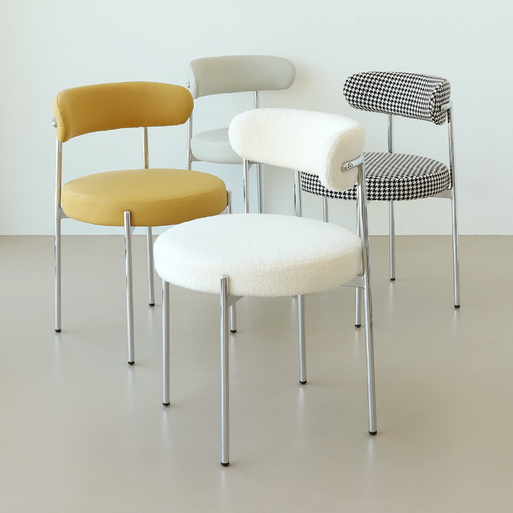 스위터 실버 머스타드(소프트PU) 인테리어 미드센츄리 모던 디자인 카페 식탁의자