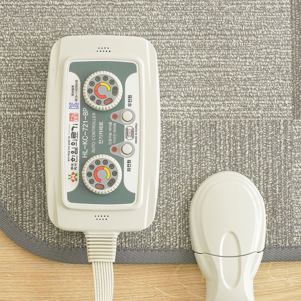 한일의료기 전기매트 모노륨 전기장판 난방 온열 거실용 바닥 1인용 소형 체크그레이