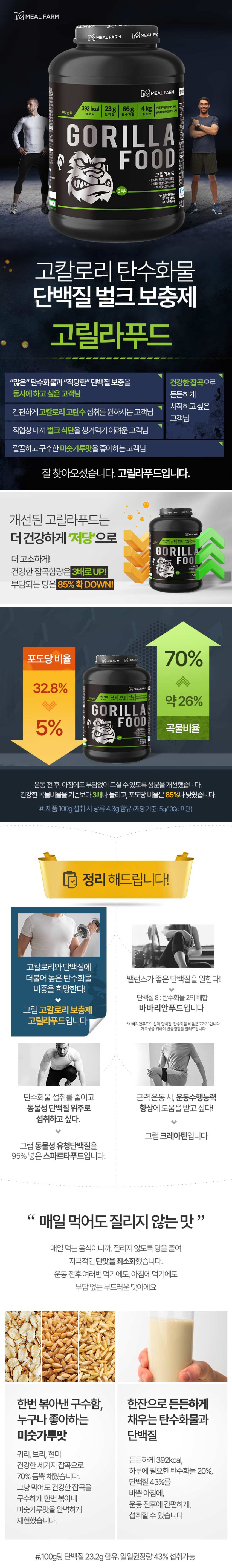 밀팜 고릴라푸드 단백질보충제 벌크업 게이너 프로틴 식물성 동물성 쉐이크 4kg 판매처 상세 정보 이미지 4