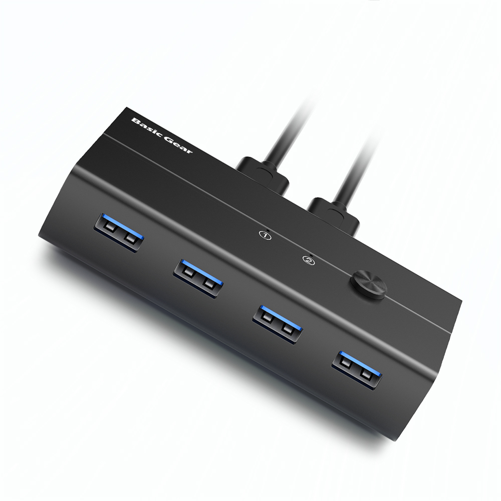 베이직기어 USB KVM 스위치 선택기 4포트 PC 2대 키보드 마우스 연결 - 상세 이미지 2