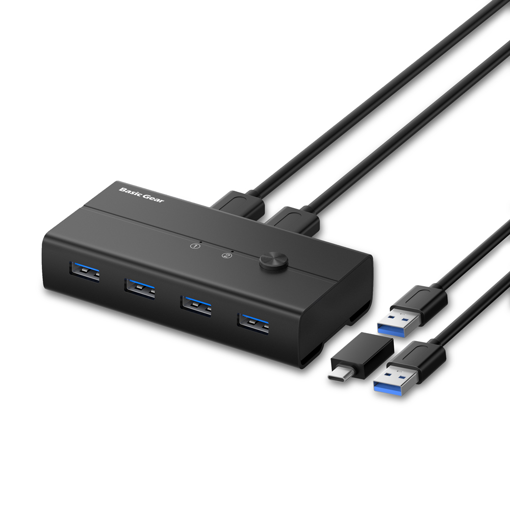 베이직기어 USB KVM 스위치 선택기 4포트 PC 2대 키보드 마우스 연결