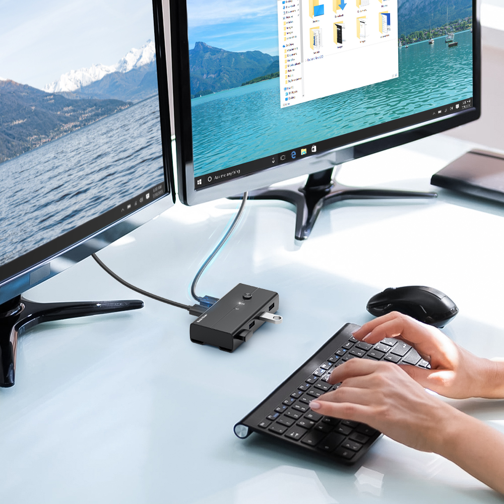 베이직기어 USB KVM 스위치 선택기 4포트 PC 2대 키보드 마우스 연결 - 상세 이미지 3