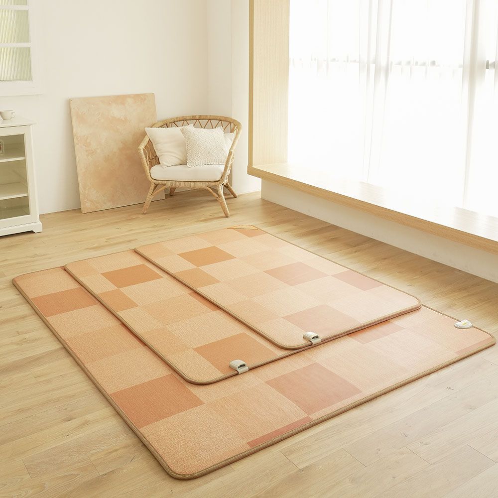 한일의료기 전기매트 모노륨 전기장판 난방 온열 거실용 바닥 1인용 소형 체크오렌지