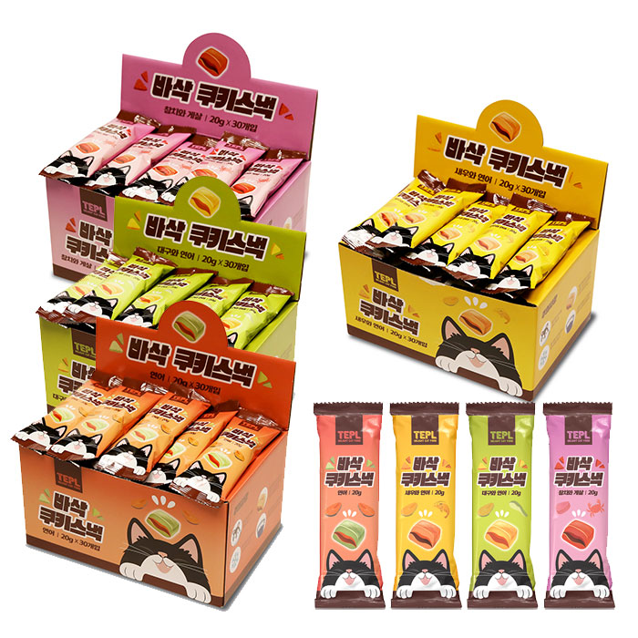 테플 바삭 쿠키스낵 20g x 30개입 대구와연어 고양이간식 이미지 2