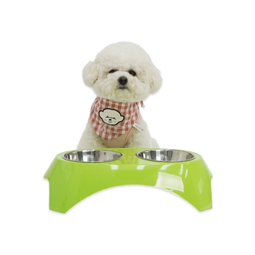 개과천선 컬러풀 스텐 강아지 2구 식기 강아지밥그릇 고양이물그릇 애견 사료 그릇 수반