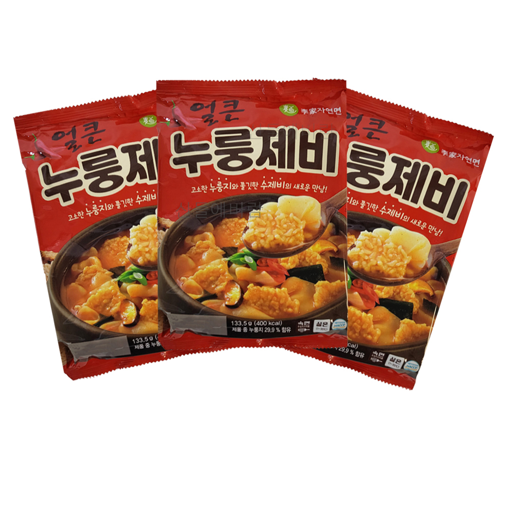이가자연면 얼큰 누룽제비 3인분 얼큰한 수제비 고소한 누룽지 콜라보 : 킹콩마트1