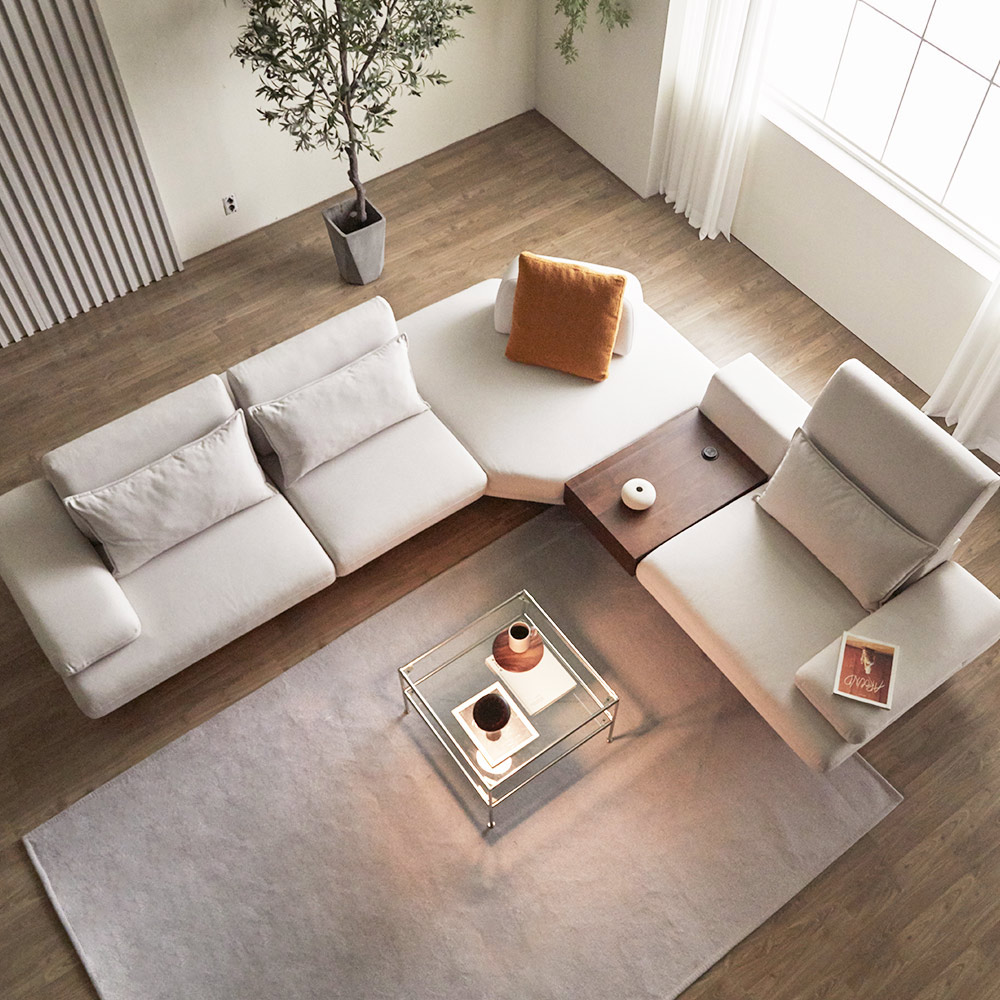 모던홈즈 어거스트 코너 리프트업 스윙 4인용 이지클린 패브릭 소파