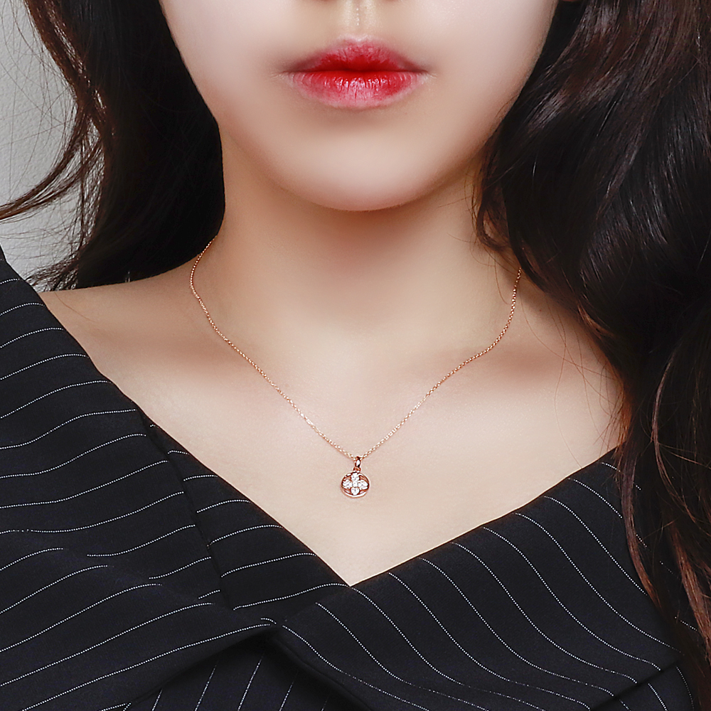 14k 18k 큐빅 네잎 클로버 딸랑이 펜던트 불리형 목걸이 이미지 7