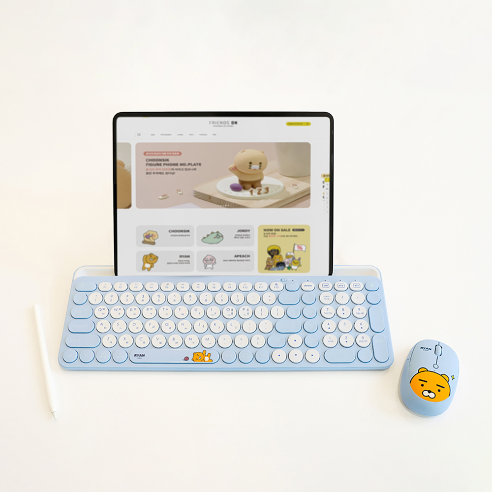 카카오프렌즈 라이언 KFKM100R 블루투스 무선 키보드 마우스 세트 키스킨포함