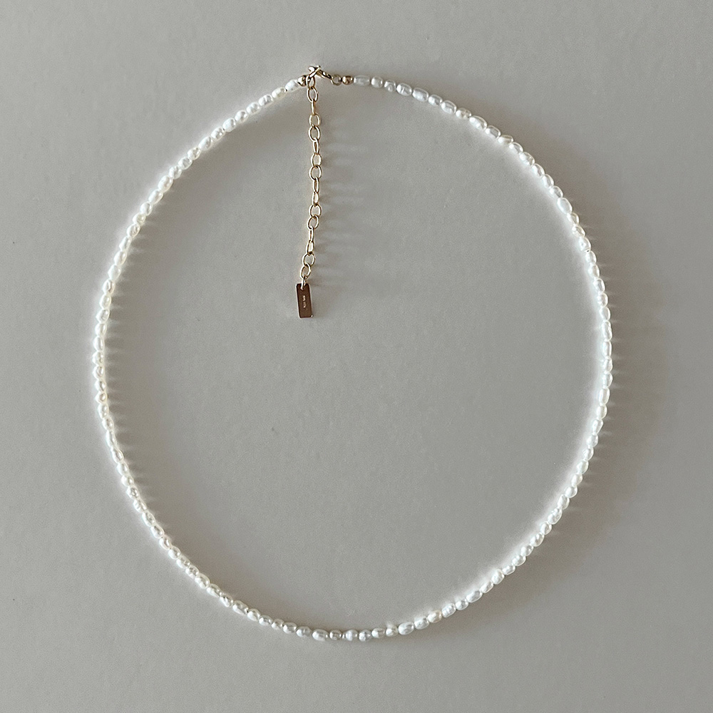 천연 담수진주 2mm 목걸이 베인 14k 18k 밥풀 쌀알 초미니 진주 이미지 2
