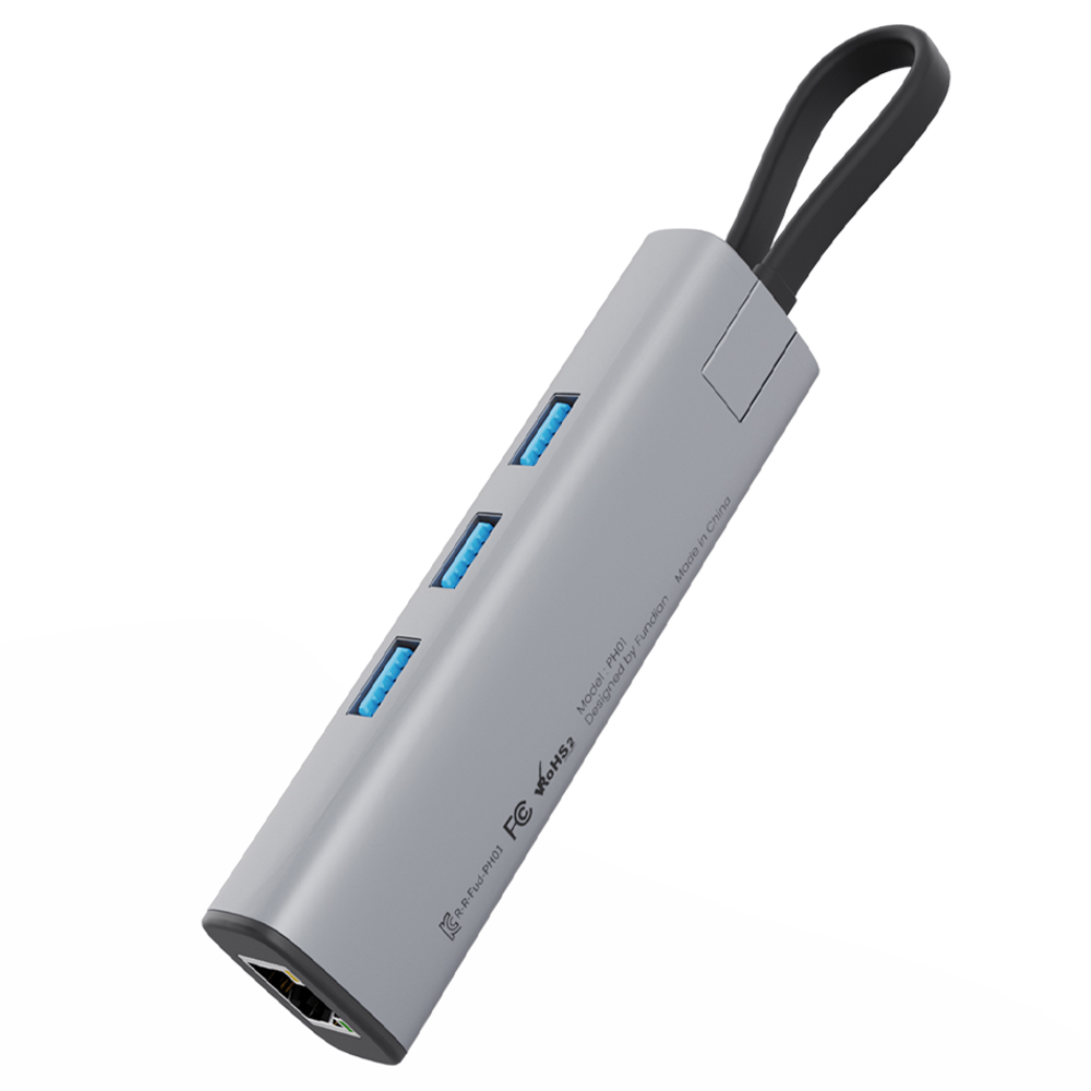 펀디안 USB3.1 Gen1 C타입 기가비트 랜카드 USB3.0 멀티허브, PH01
