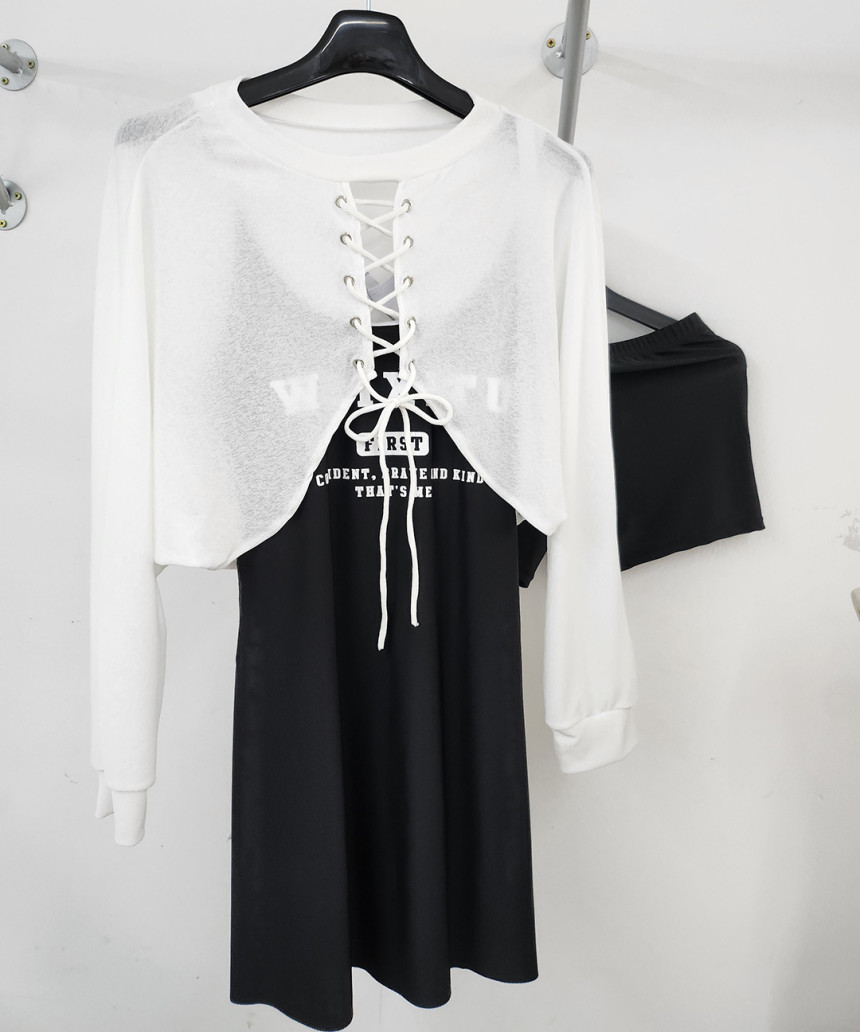 [XL-5XL/빅사이즈] 볼레로 3피스 세트 원피스 수영복 체형커버 긴팔 시스루 아일렛 래쉬가드 + 커버업 + 반바지 상세 이미지 25