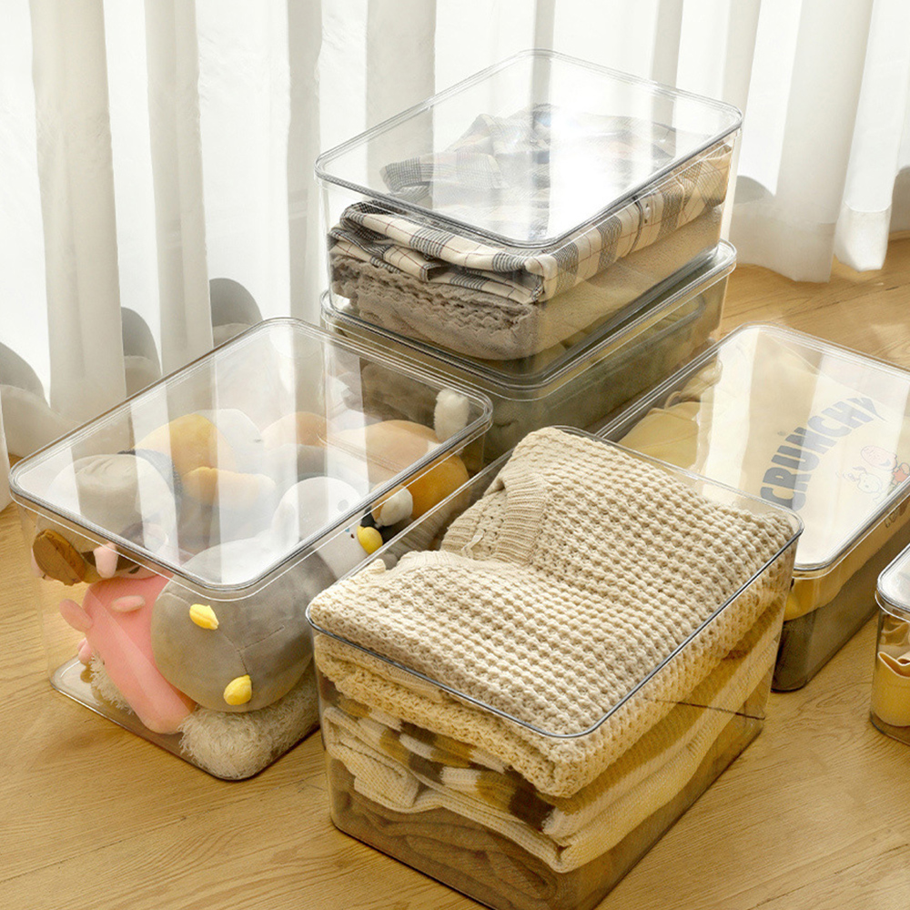 뚜껑포함 PET 투명 옷정리함 소형(11cm) 옷장 정리함 수납함 리빙박스