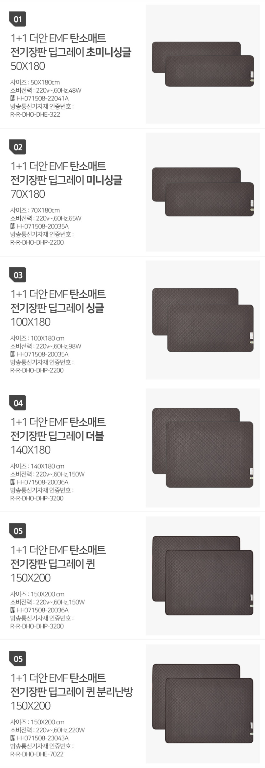 더안 EMF 카본 탄소매트 딥그레이 전자파안심 쇼파 전기요 초미니싱글 판매처 상세 정보 이미지 3