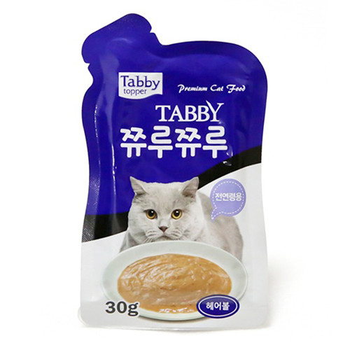 테비토퍼 쮸루쮸루 고양이 파우치 간식 헤어볼, 30g, 1개 - 메인 이미지