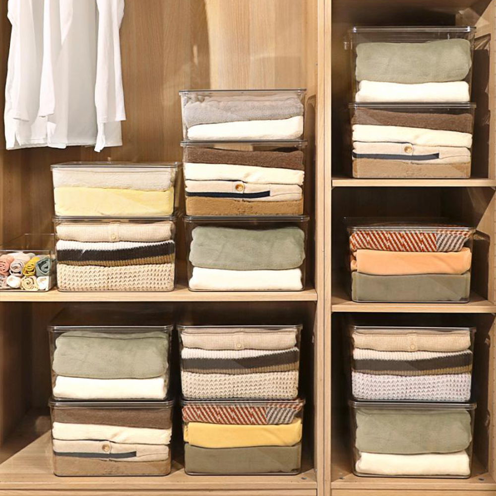 뚜껑포함 PET 투명 옷정리함 소형(11cm) 옷장 정리함 수납함 리빙박스