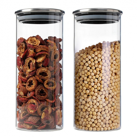 내열유리 밀폐보관 용기 열탕소독 시리얼 원두 950ml 2P