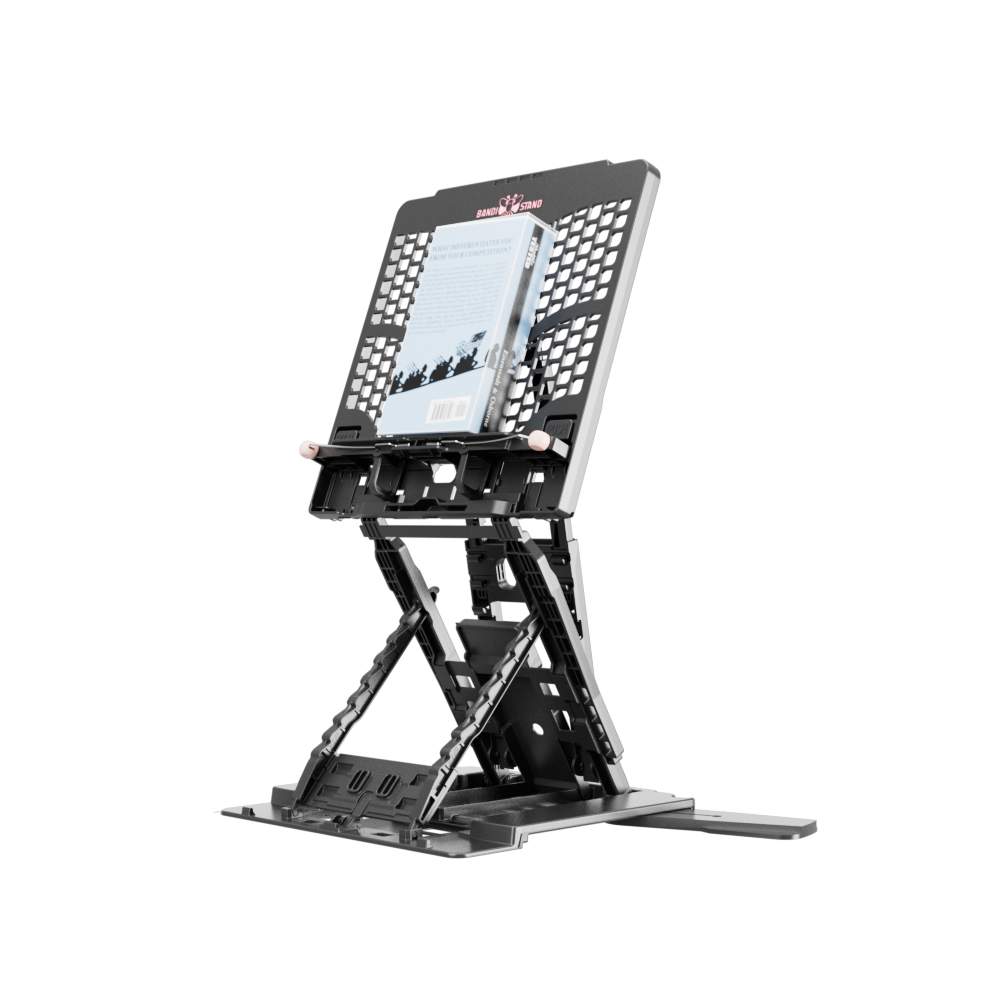 반디스탠드 프리미엄 독서대 - 압도적 높이와 견고함으로 목 허리 건강 지킴이 - 90도 시선 유지, 세밀한 높이 각도 조절, 흔들림 없는 안정감, 휴대와 보관 편리한 독서 솔루션